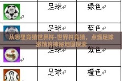 从哪里竞猜世界杯-世界杯竞猜，点燃足球激情的神秘地图探索