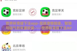 世界杯竞猜下注app-足球激情碰撞，智慧与运气的双重较量——世界杯竞猜下注APP的魅力探索