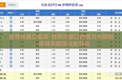 世界杯盘口最高-世界杯盘口的魅力与极限，探寻高额投注的背后