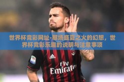 世界杯竞彩网址-那场盛夏之火的幻想，世界杯竞彩乐趣的说明与注意事项