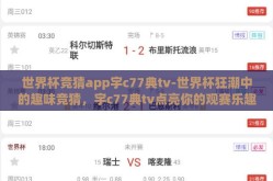 世界杯竞猜app宇c77典tv-世界杯狂潮中的趣味竞猜，宇c77典tv点亮你的观赛乐趣