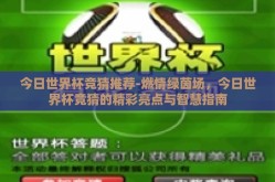 今日世界杯竞猜推荐-燃情绿茵场，今日世界杯竞猜的精彩亮点与智慧指南