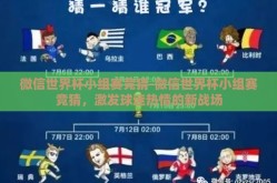 微信世界杯小组赛竞猜-微信世界杯小组赛竞猜，激发球迷热情的新战场