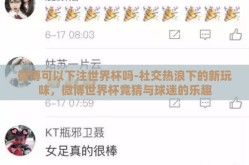 微博可以下注世界杯吗-社交热浪下的新玩味，微博世界杯竞猜与球迷的乐趣