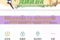 手机买世界杯怎么下注-手机买世界杯足球竞猜和投注的便捷方式与注意事项