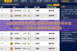 qq彩票世界杯竞猜-探秘QQ彩票世界杯竞猜，小投注大激情的体育盛宴