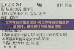 世界杯竞猜投注注意-与世界杯竞猜投注并肩前行，理性投注的智慧与原则