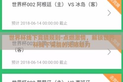 世界杯线下竞猜规则-点燃激情，解锁世界杯线下竞猜的无限魅力