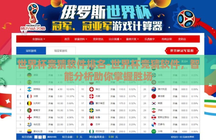 世界杯竞猜软件排名-世界杯竞猜软件，智能分析助你掌握胜场