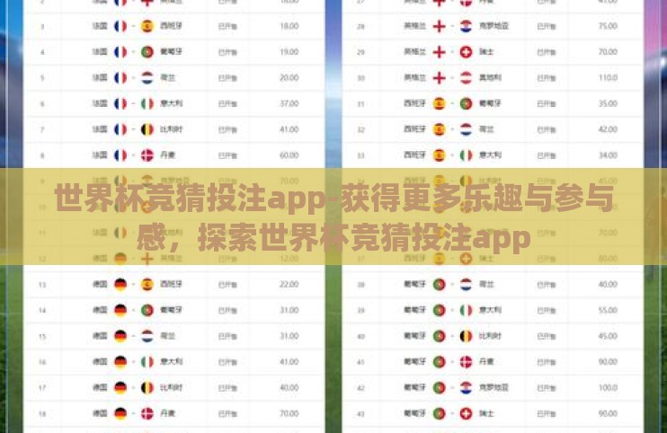 世界杯竞猜投注app-获得更多乐趣与参与感,探索世界杯竞猜投注app 世界杯竞猜投注app-获得更多乐趣与参与感,探索世界杯竞猜投注app