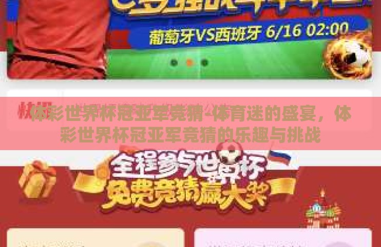 体彩世界杯冠亚军竞猜-体育迷的盛宴，体彩世界杯冠亚军竞猜的乐趣与挑战