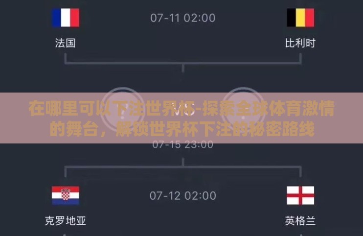 在哪里可以下注世界杯-探索全球体育激情的舞台,解锁世界杯下注的秘密路线 在哪里可以下注世界杯-探索全球体育激情的舞台,解锁世界杯下注的秘密路线