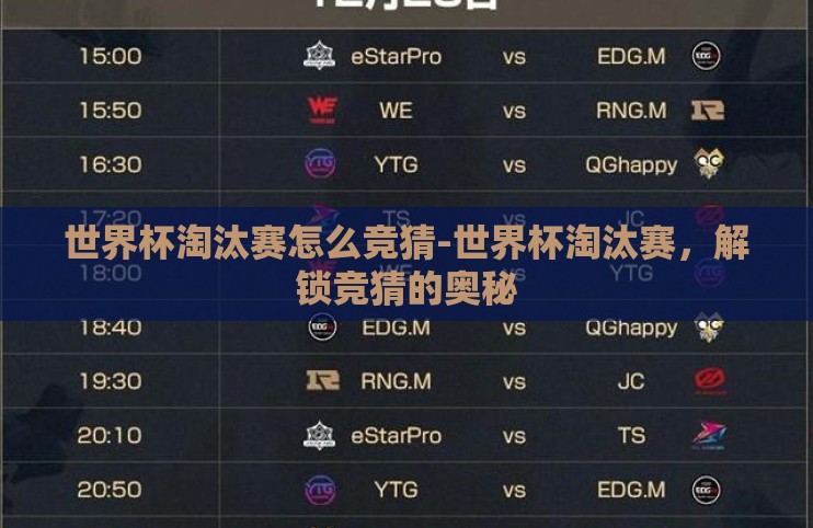 世界杯淘汰赛怎么竞猜-世界杯淘汰赛,解锁竞猜的奥秘 世界杯淘汰赛怎么竞猜-世界杯淘汰赛,解锁竞猜的奥秘
