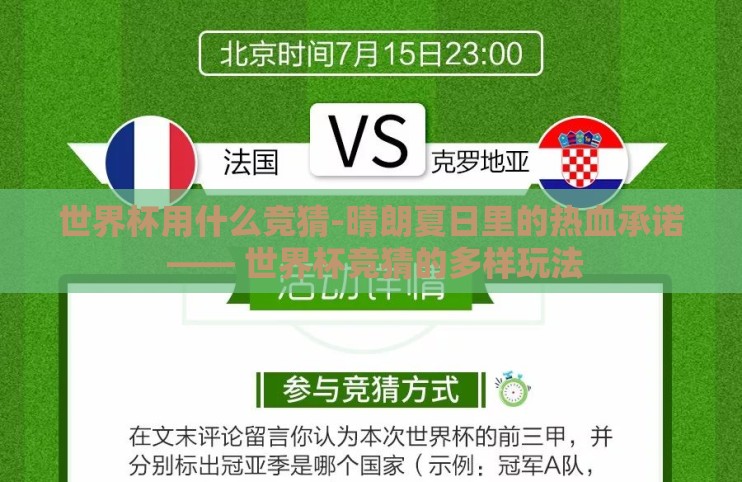 世界杯用什么竞猜-晴朗夏日里的热血承诺 —— 世界杯竞猜的多样玩法 世界杯用什么竞猜-晴朗夏日里的热血承诺 —— 世界杯竞猜的多样玩法