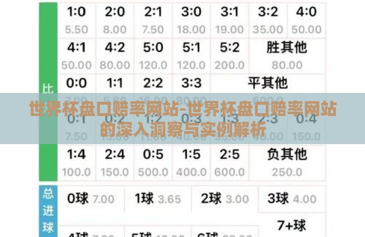 世界杯盘口赔率网站-世界杯盘口赔率网站的深入洞察与实例解析 世界杯盘口赔率网站-世界杯盘口赔率网站的深入洞察与实例解析