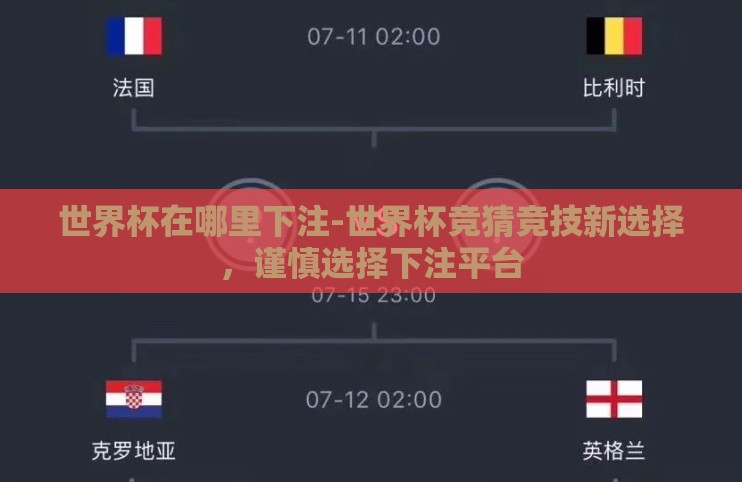 世界杯在哪里下注-世界杯竞猜竞技新选择，谨慎选择下注平台