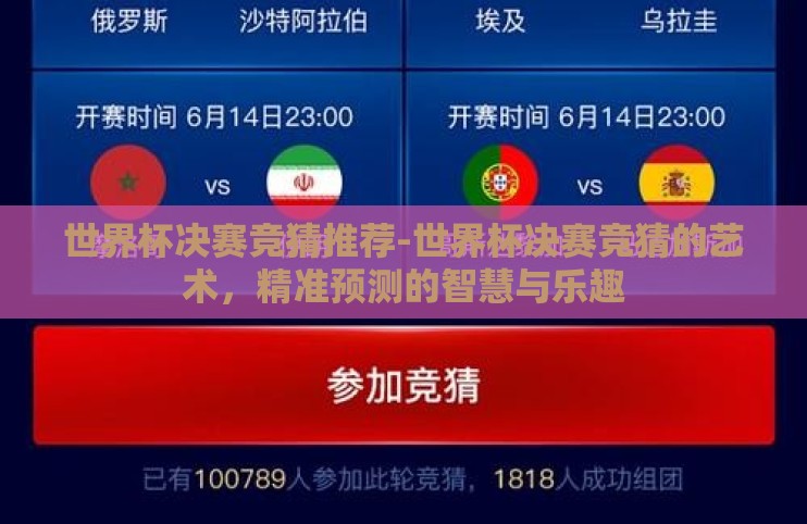 世界杯决赛竞猜推荐-世界杯决赛竞猜的艺术，精准预测的智慧与乐趣