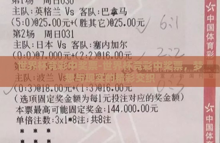 世界杯竞彩中奖票-世界杯竞彩中奖票，梦想与现实的精彩交织