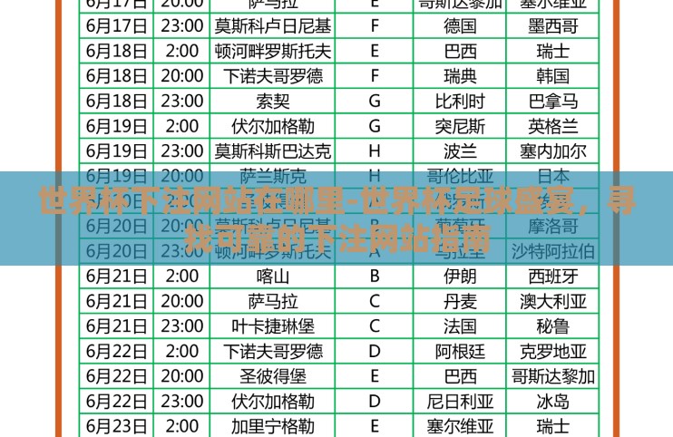 世界杯下注网站在哪里-世界杯足球盛宴,寻找可靠的下注网站指南 世界杯下注网站在哪里-世界杯足球盛宴,寻找可靠的下注网站指南